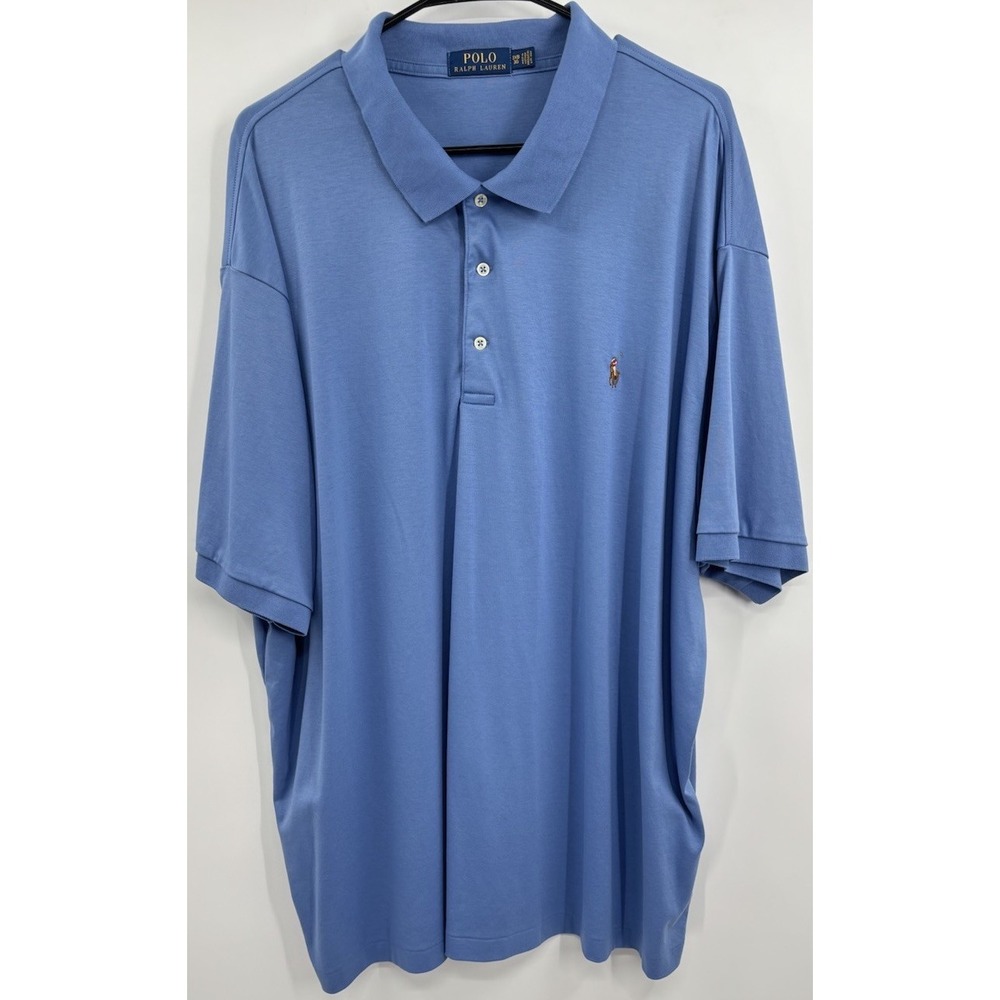 Polo Ralph Lauren 3XB Men Blue Polo Tan Pony Golf Shirt